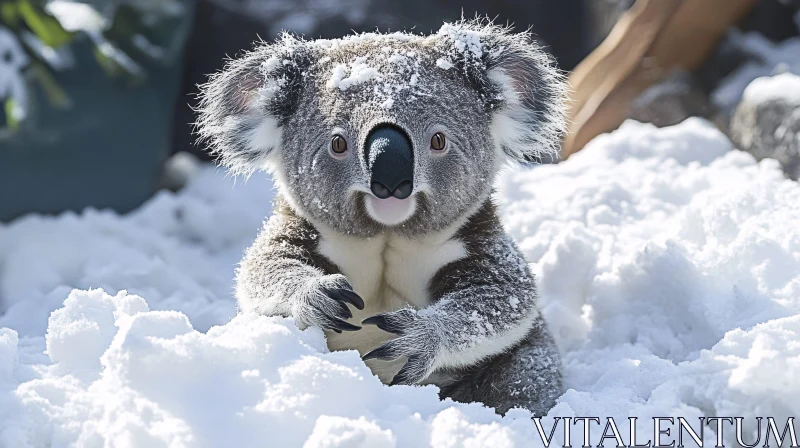 Koala in Snow AI Image