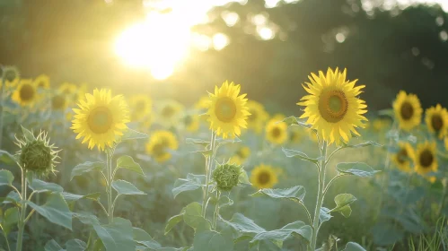 Sunflowers under Golden Sunlight