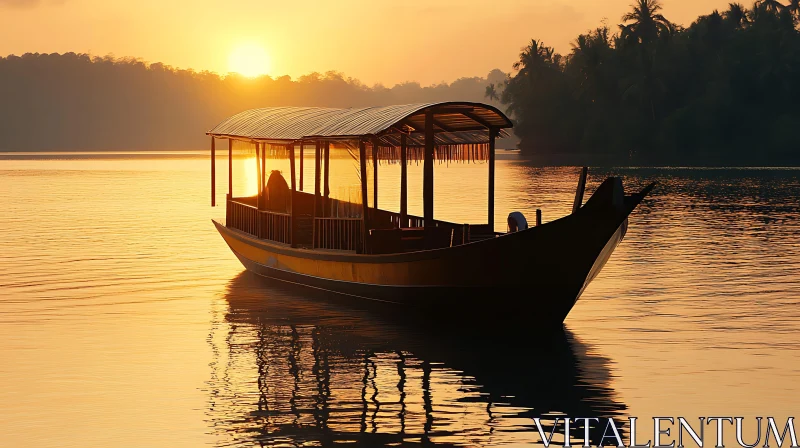 Tranquil Sunset on Calm River AI Image