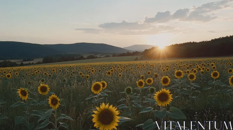 AI ART Sunlit Sunflower Field in the Evening