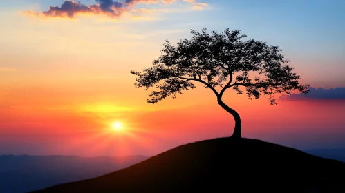 Solitary Tree at Sunset