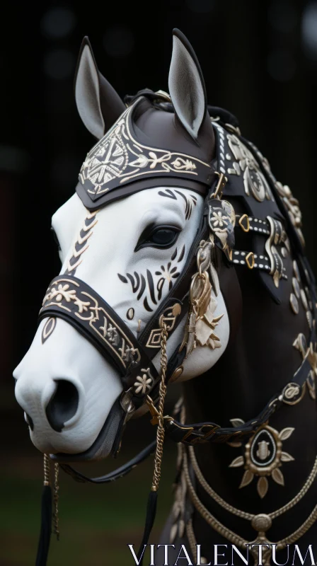 Ornate Horse in Traditional Costumes: A Close-Up Masterpiece AI Image