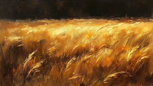 Tranquil Wheat Field Bathed in Golden Glow