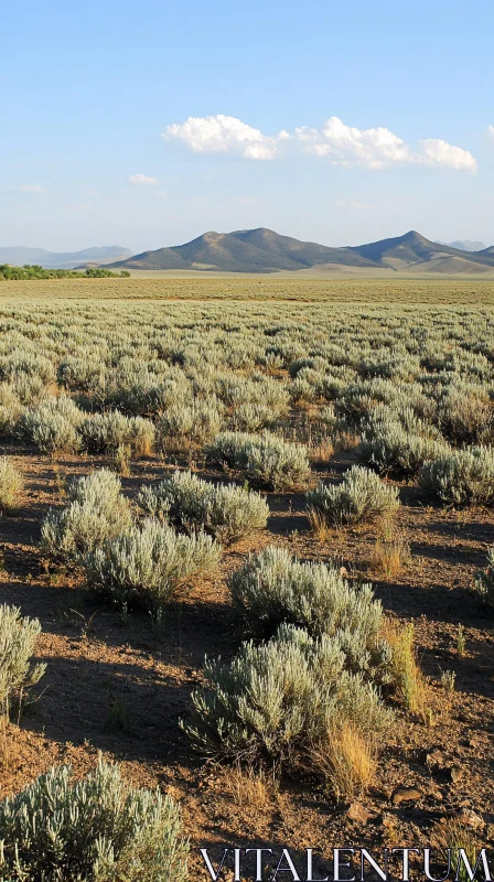 AI ART Mountain-Backed Bush Field