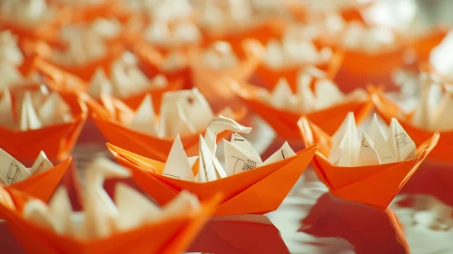 Artistic Origami Paper Boats Display