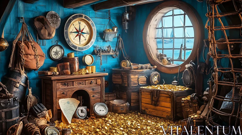 Pirate's Room Overflowing with Treasure AI Image