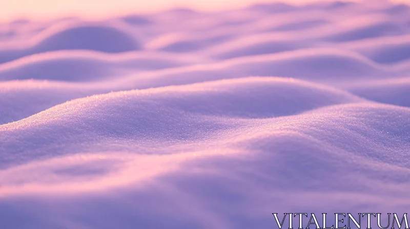 AI ART Tranquil Snow-Covered Terrain under Pink Sky