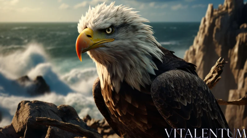 American Eagle By The Sea - A Close-Up Rendering AI Image