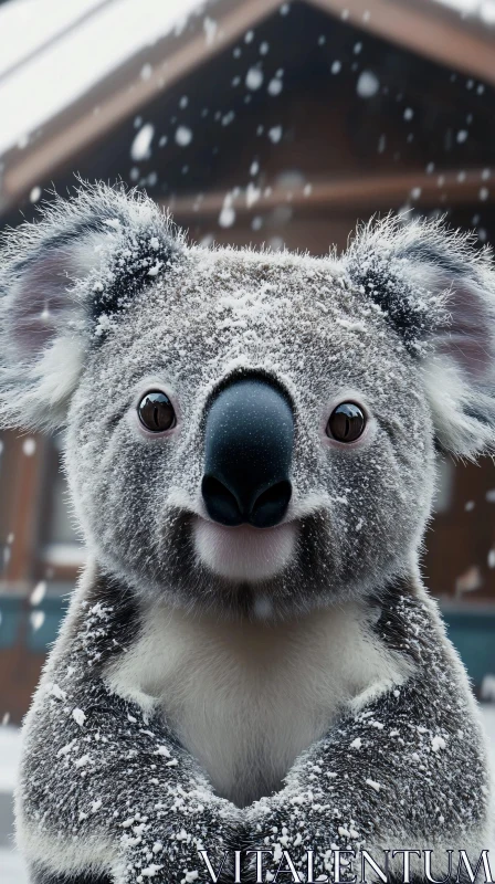 AI ART Cute Koala in the Snow