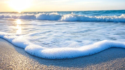 Peaceful Ocean Waves at Sunset