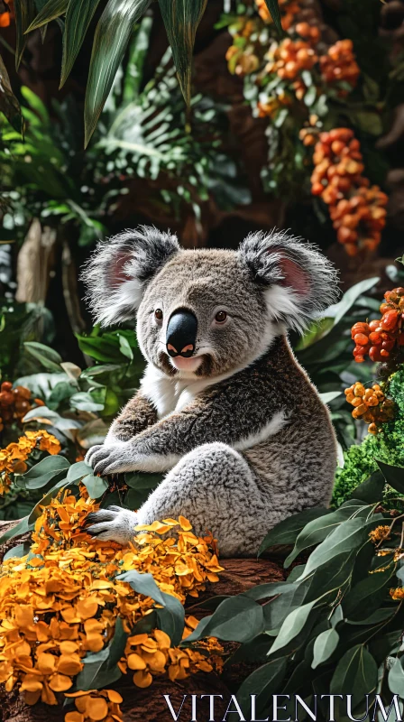 AI ART Koala Among Blossoms and Greenery