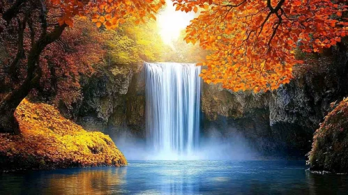 Autumn Bliss with Waterfall