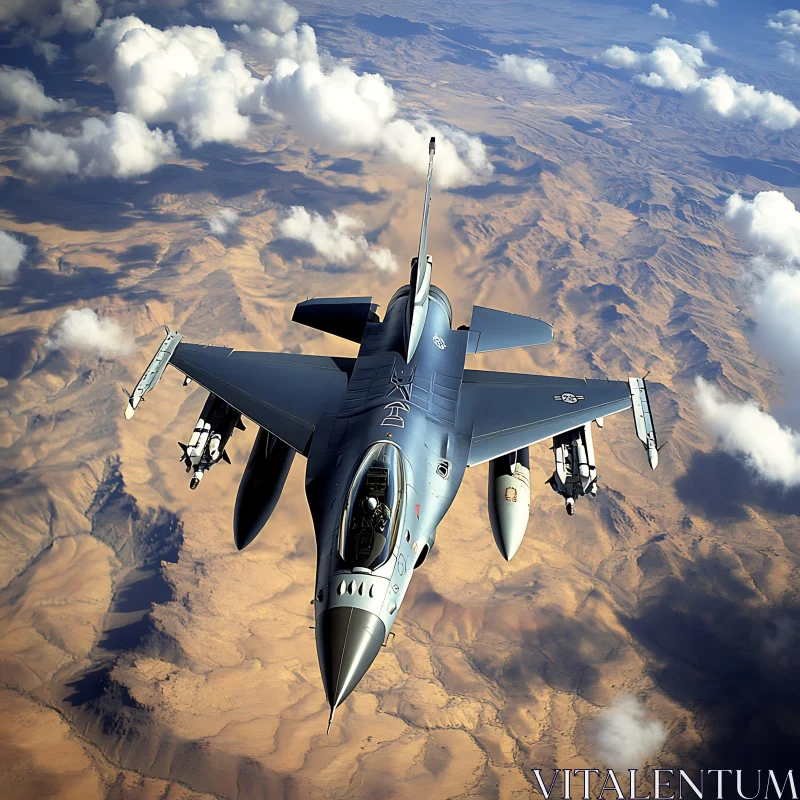 Aerial View of Fighter Jet in Flight AI Image