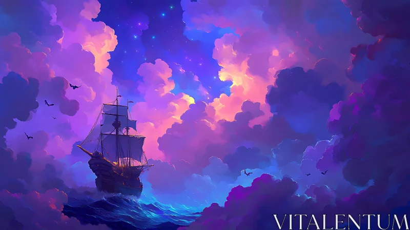 Ocean Adventure with a Majestic Ship AI Image