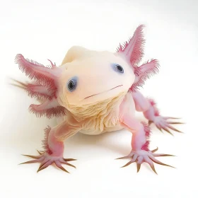 Albino Axolotl with Unique Pink Frills