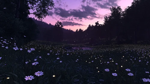 Evening Peace in a Floral Meadow