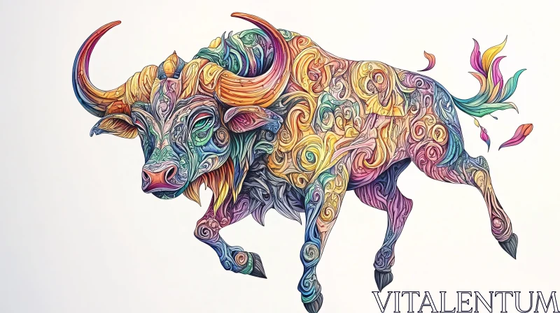 Vibrant Abstract Bull Artwork AI Image