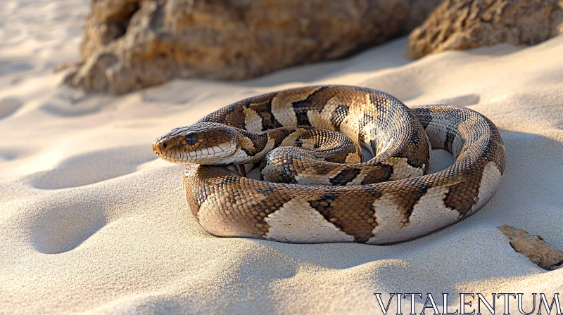 Reptile Blending in Sandy Desert Landscape AI Image