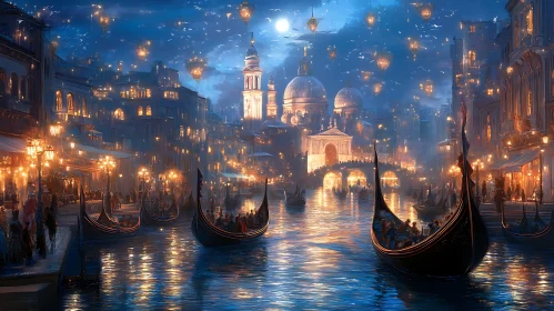 Venetian Night: Gondolas and Lanterns