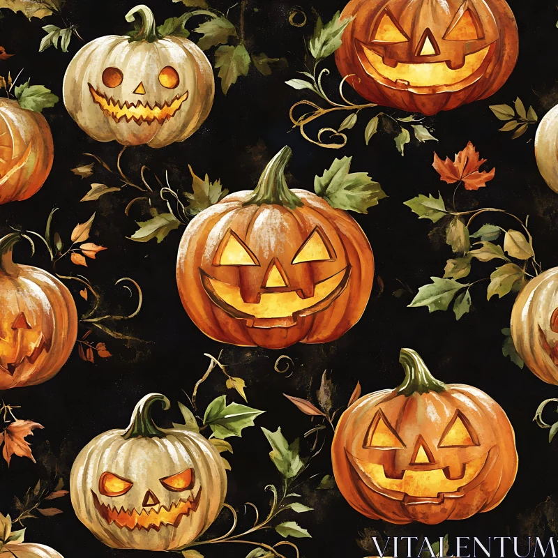 AI ART Festive Halloween Jack-o'-Lantern Pattern