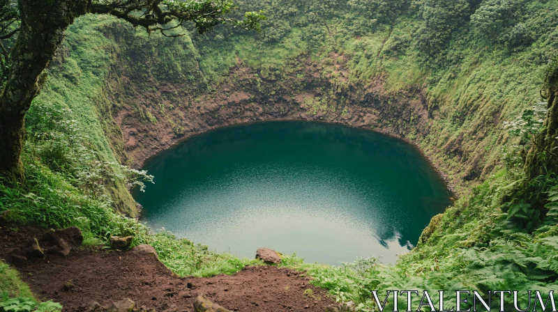 AI ART Green Cliffs Embrace a Tranquil Blue Lake