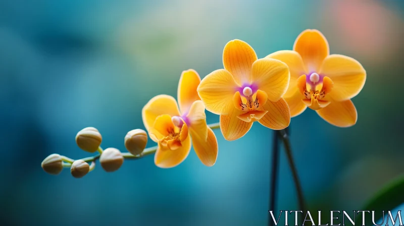 AI ART Blooming Yellow Orchids