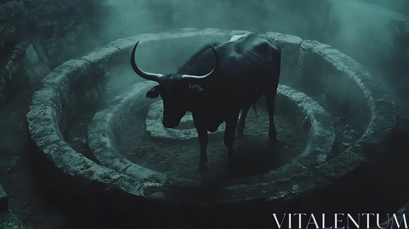 Bull in an Enigmatic Labyrinth AI Image