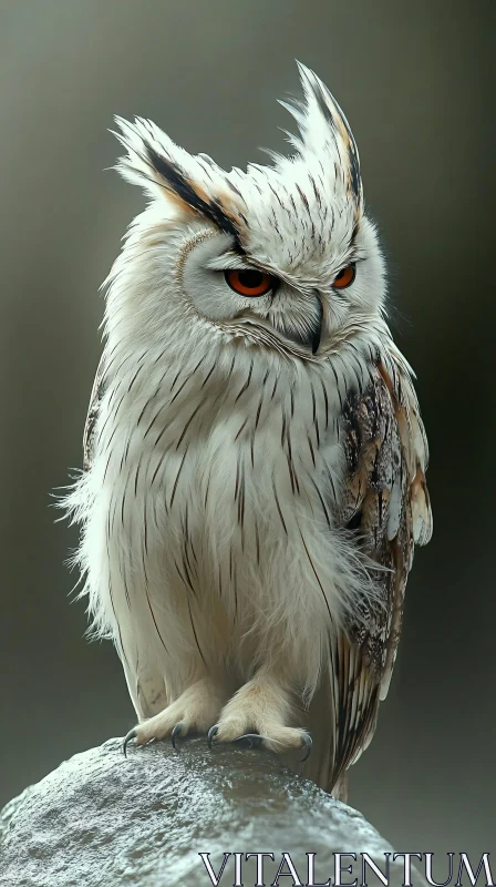 Detailed Owl Portrait with Piercing Eyes AI Image