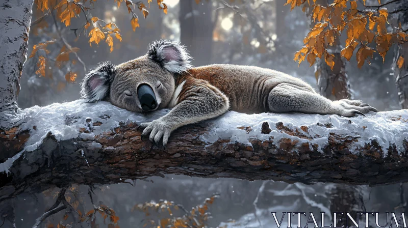 AI ART Snowy Koala in Tranquil Forest