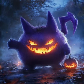 Halloween Night: Glowing Purple Monster