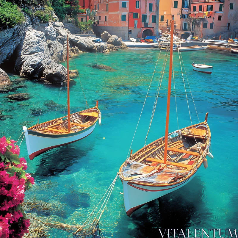 Peaceful Maritime Vista with Boats and Coastal Charm AI Image