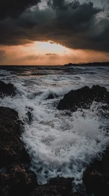 Stormy Sunset Over The Sea