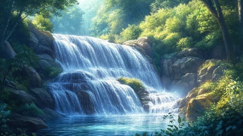 Tranquil Forest Waterfall