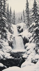 Winter Wonderland with Frozen Waterfall