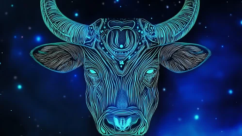 Cosmic Bull with Neon Glow