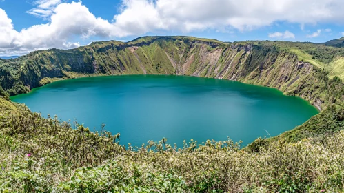 Breathtaking Panorama of a Turquoise Lake