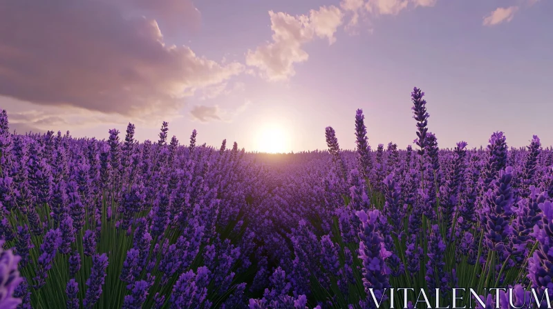 AI ART Serene Lavender Field Under the Rising Sun