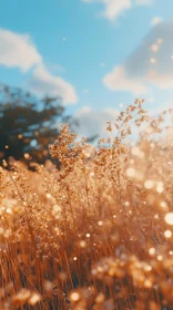 Golden Field Under Bright Blue Sky