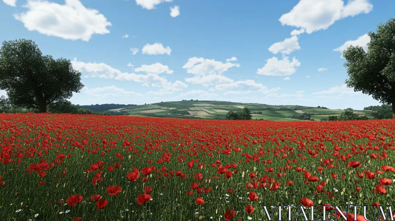 AI ART Picturesque Poppy Field Landscape