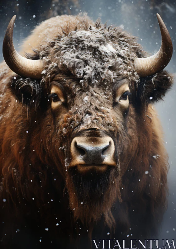 Bull in Snow AI Image