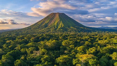 Scenic Volcanic Mountain and Forest Landscape