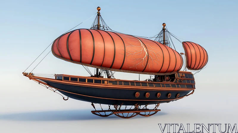 Imaginative Steampunk Flying Vessel AI Image