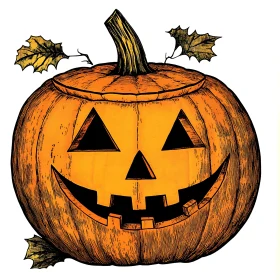 Traditional Halloween Pumpkin Carving Illustration