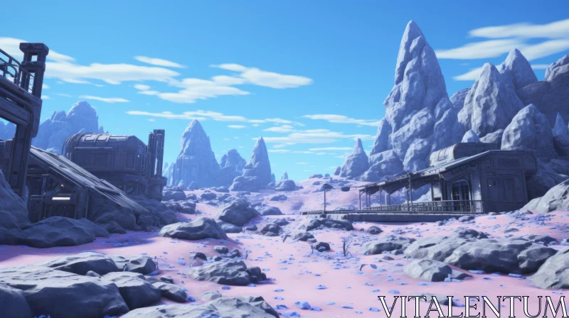Sci-Fi Anime-Inspired Monochromatic Desert Landscape AI Image