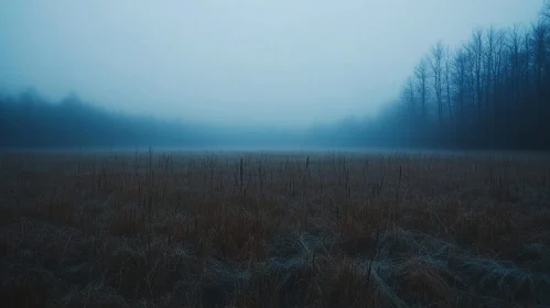 Serene Misty Field in Winter