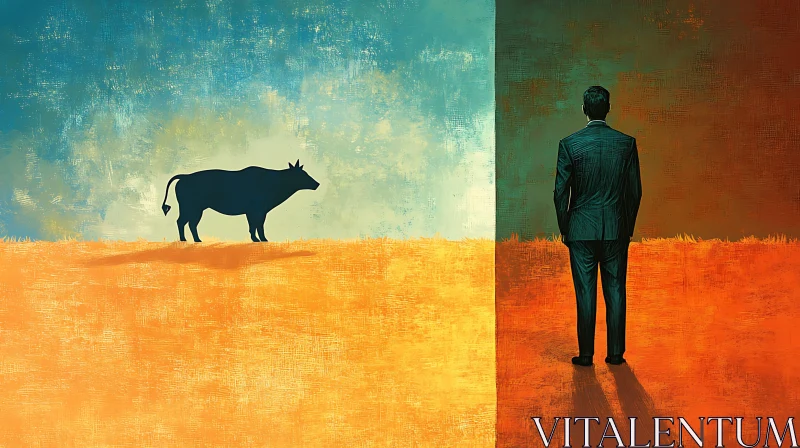 Man and Bull: A Visual Dichotomy AI Image