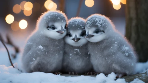 Baby Penguins in Snow - Escher-Inspired Portraits