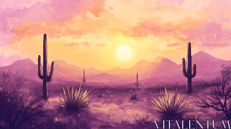 AI ART Desert Landscape at Sunset