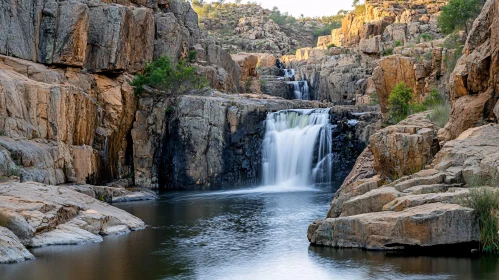 Majestic Waterfall in Rocky Terrain