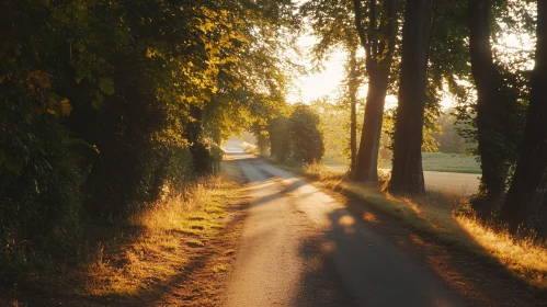 Tranquil Morning Path with Sunlit Trees